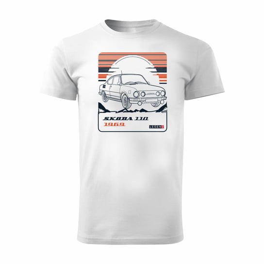 Koszulka z samochodem Skoda 110 R PRL legend męska biała REGULAR-XL Topslang