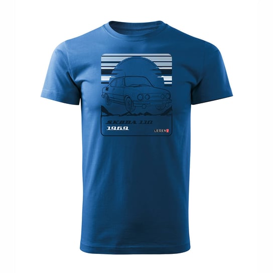 Koszulka z samochodem Skoda 110 R PRL legend męska niebieska REGULAR-XXL Inna marka