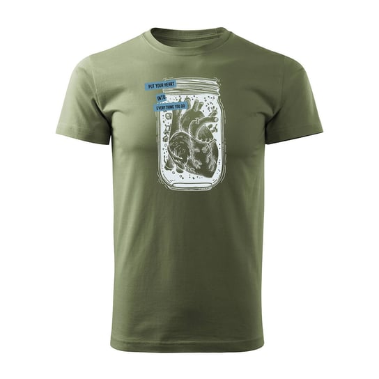 Koszulka z sercem serce dla biologa prezent dla lekarza biologa męska khaki REGULAR-S TUCANOS