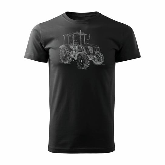 Koszulka z traktorem traktor dla rolnika John Deere Claas New Holland Fendt męska czarna REGULAR-L TUCANOS