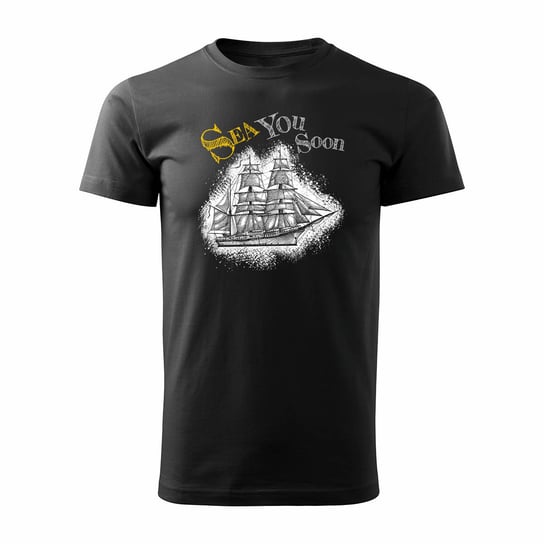 Koszulka żeglarska dla żeglarza z jachtem żaglówką męska czarna REGULAR-S TUCANOS