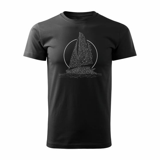 Koszulka żeglarska dla żeglarza z jachtem żaglówką męska czarna REGULAR - XL Topslang