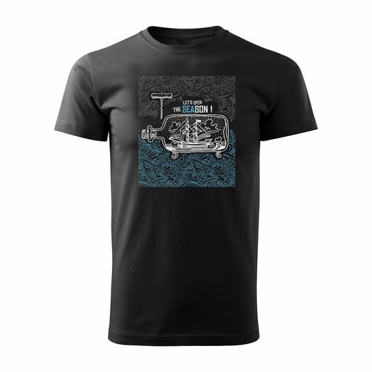 Koszulka żeglarska dla żeglarza z jachtem żaglówką męska czarna REGULAR-XL TUCANOS