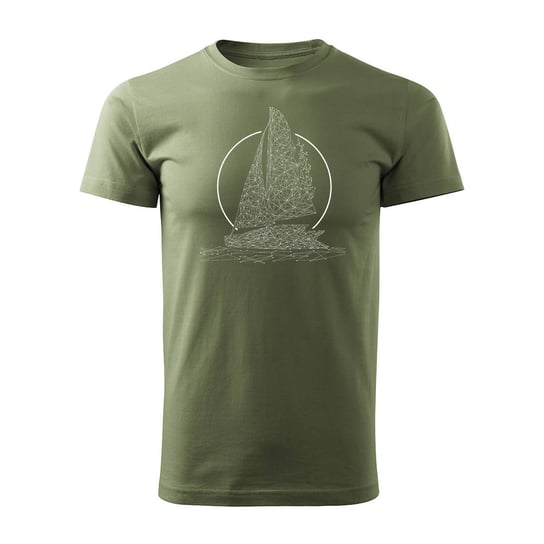 Koszulka żeglarska dla żeglarza z jachtem żaglówką męska khaki REGULAR - L Topslang