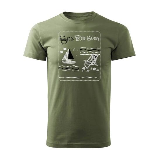 Koszulka żeglarska lato wakacje prezent dla żeglarza jacht męska khaki REGULAR-XL TUCANOS