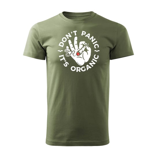 Koszulka zioło gandzia cbd thc marihuana trawa z trawą marihuaną męska khaki REGULAR-L TUCANOS