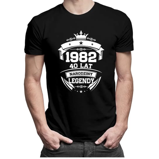 Koszulkowy, 1982 Narodziny legendy 40 lat - męska koszulka z nadrukiem, rozmiar M Koszulkowy