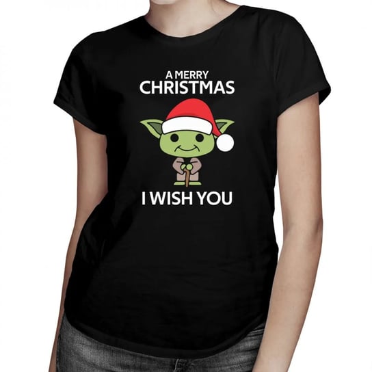 Koszulkowy, A merry christmas I wish you - damska koszulka na prezent, rozmiar M Koszulkowy