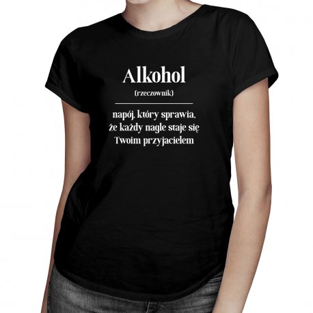 Koszulkowy, Alkohol - damska koszulka z nadrukiem, rozmiar M Koszulkowy