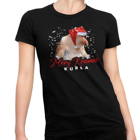 Koszulkowy, Damska koszulka, Merry Krismas Kurła, rozmiar S Koszulkowy