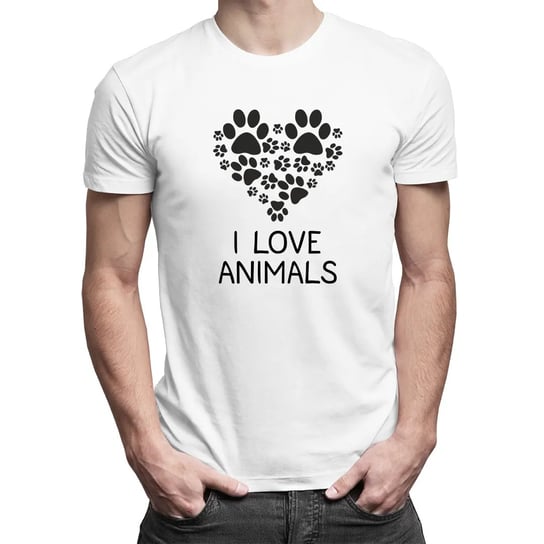 Koszulkowy, I love animals - męska koszulka z nadrukiem, rozmiar M Koszulkowy