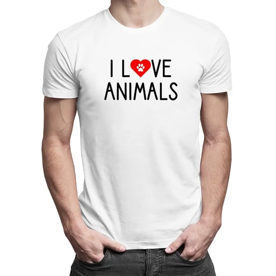 Koszulkowy, I love animals v2 - męska koszulka z nadrukiem, rozmiar XS Koszulkowy