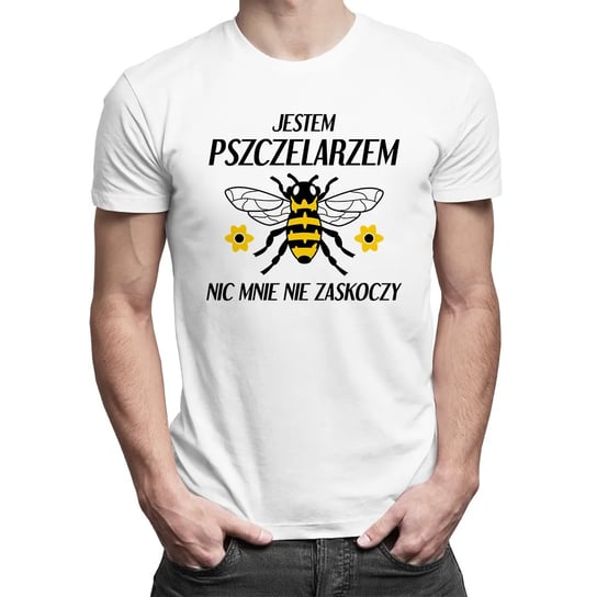 Koszulkowy, Jestem pszczelarzem nic mnie nie zaskoczy - męska koszulka z nadrukiem, rozmiar L Koszulkowy