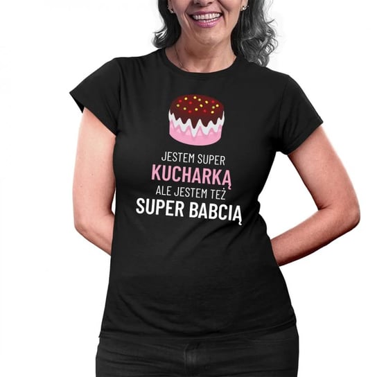 Koszulkowy, Jestem super kucharką, ale jestem też super babcią - damska koszulka na prezent dla babci, rozmiar M Koszulkowy