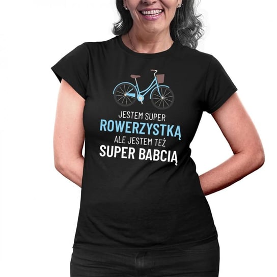 Koszulkowy, Jestem super rowerzystką, ale jestem też super babcią - damska koszulka na prezent dla babci, rozmiar M Koszulkowy