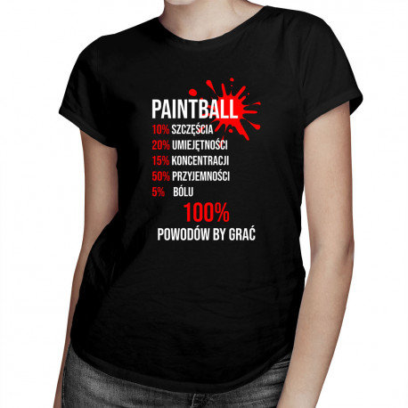 Koszulkowy, Koszulka damska, Paintball - 100 powodów żeby grać, rozmiar S Koszulkowy