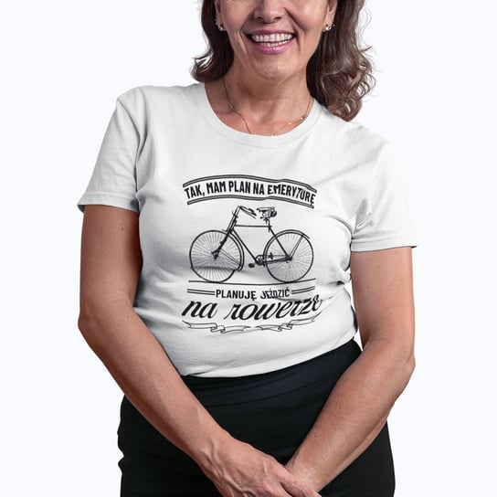 Koszulkowy, Koszulka damska, Tak, Mam Plan Na Emeryturę - Planuję Jeździć Na Rowerze, rozmiar L Koszulkowy