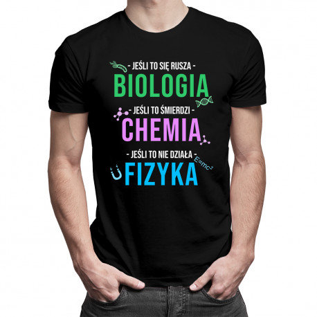 Koszulkowy, Koszulka męska, Biologia, chemia, fizyka, rozmiar M Koszulkowy