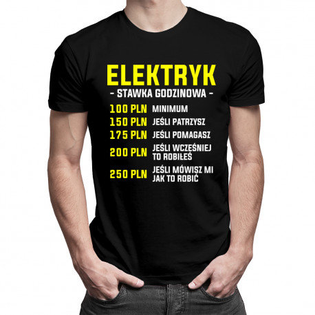 Koszulkowy, Koszulka męska, Elektryk - stawka godzinowa, rozmiar L Koszulkowy