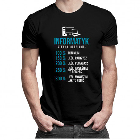 Koszulkowy, Koszulka męska, Informatyk stawka godzinowa, rozmiar M Koszulkowy