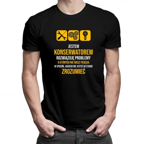 Koszulkowy, Koszulka męska, Jestem konserwatorem - rozwiązuję problemy, rozmiar XXL Koszulkowy
