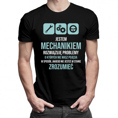 Koszulkowy, Koszulka męska, Jestem mechanikiem - rozwiązuję problemy, rozmiar L Koszulkowy