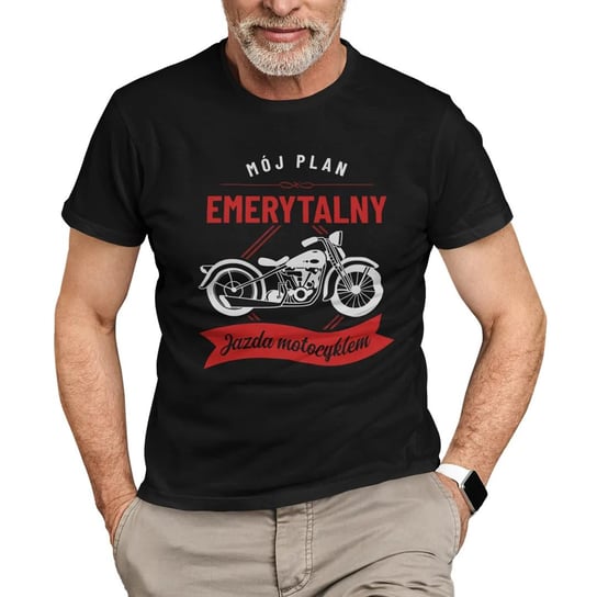 Koszulkowy, Koszulka męska, Mój plan emerytalny: jazda motocyklem dla emeryta, rozmiar S Koszulkowy