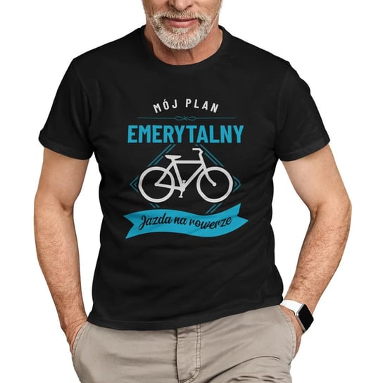 Koszulkowy, Koszulka męska, Mój plan emerytalny: jazda na rowerze dla emeryta, rozmiar S Koszulkowy