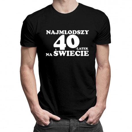 Koszulkowy, Koszulka męska, Najmłodszy 40-latek na świecie, rozmiar S Koszulkowy