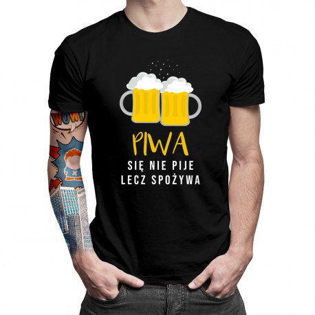 Koszulkowy, Koszulka męska, Piwa się nie pije lecz spożywa, rozmiar M Koszulkowy