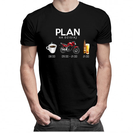 Koszulkowy, Koszulka męska, Plan na dzisiaj: kawa, motocykl, piwo, rozmiar L Koszulkowy