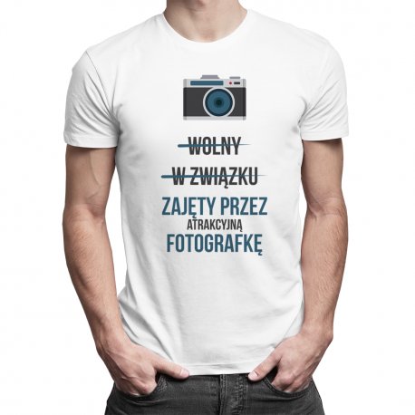 Koszulkowy, Koszulka męska, Wolny W związku Zajęty przez atrakcyjną fotografkę, rozmiar M Koszulkowy