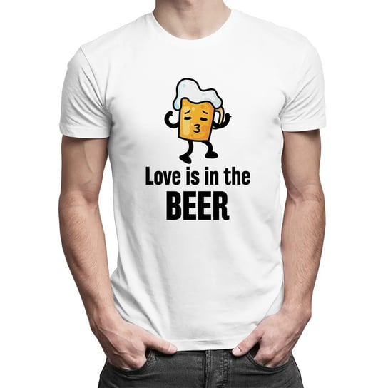 Koszulkowy, Koszulka męska z nadrukiem, Love is in the beer, rozmiar XS Koszulkowy