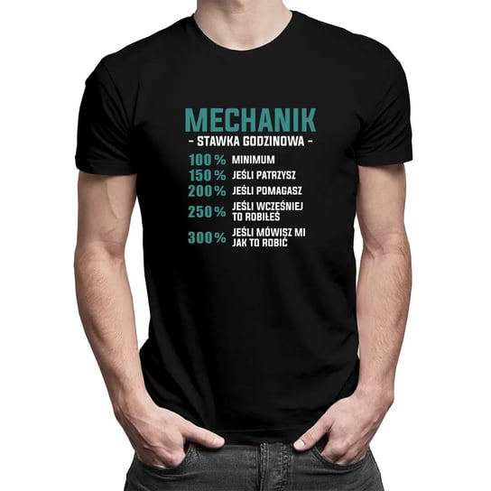 Koszulkowy, Koszulka męska z nadrukiem, Mechanik - stawka godzinowa - procentowa, rozmiar XXL Koszulkowy