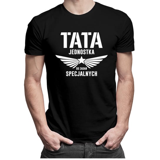 Koszulkowy, koszulka męska z nadrukiem "Tata jednostka do zadań specjalnych", XL, czarna Prezent dla taty na dzień ojca Koszulkowy