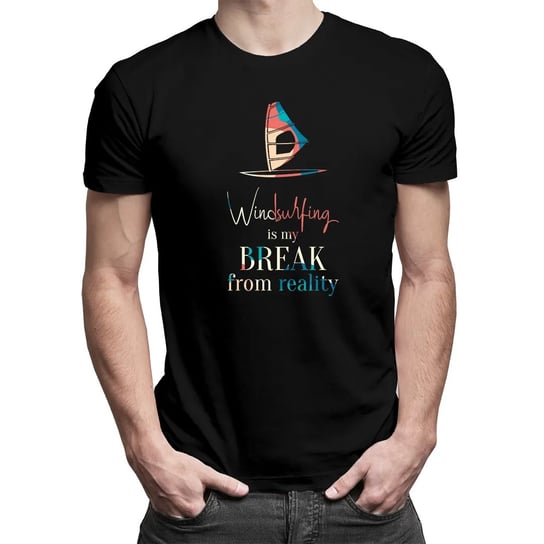 Koszulkowy, Koszulka męska z nadrukiem, Windsurfing is my break from reality, rozmiar XL Koszulkowy