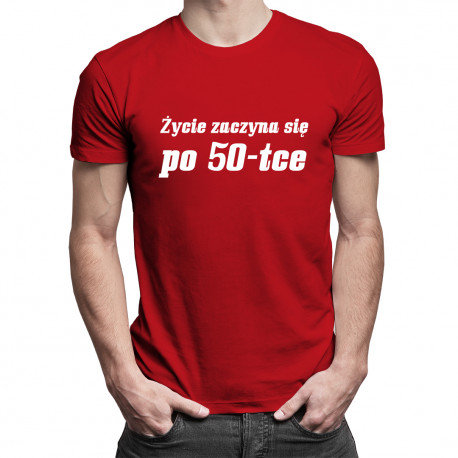 Koszulkowy, Koszulka męska, Życie zaczyna się po 50-tce -męska koszulka z nadrukiem, rozmiar L Koszulkowy
