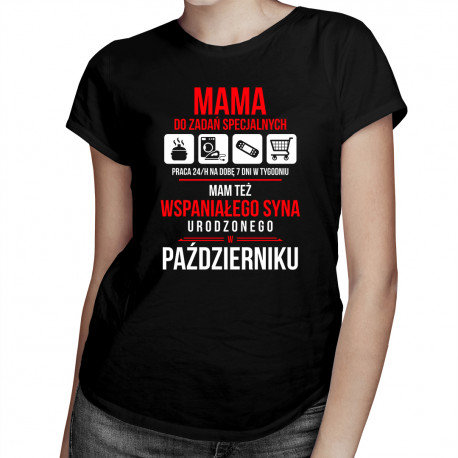 Koszulkowy, Koszulka prezent dla mamy, Mama do zadań specjalnych - Październik, rozmiar XXL Koszulkowy