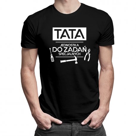 Koszulkowy, Koszulka prezent dla taty na Dzień Ojca, Tata - jednostka do zadań specjalnych, rozmiar L Koszulkowy