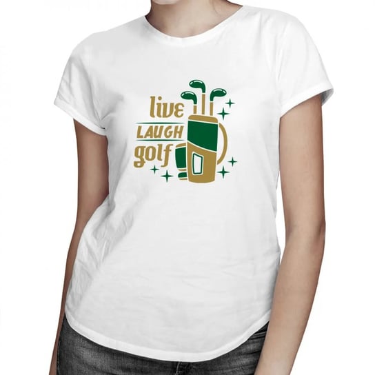 Koszulkowy, Live, laugh, golf - damska koszulka na prezent dla golfistki, rozmiar L Koszulkowy