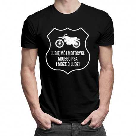 Koszulkowy, Lubię mój motocykl, mojego psa i może 3 ludzi - męska koszulka z nadrukiem, rozmiar L Koszulkowy