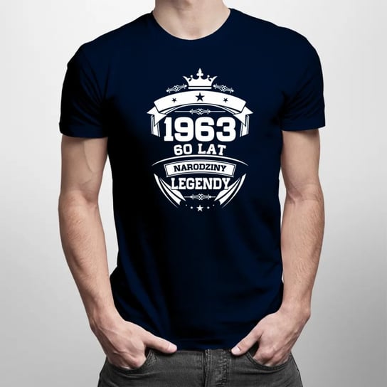 Koszulkowy, Męska Koszulka Na Prezent, 1963 Narodziny Legendy 60 Lat, kolor granatowy, rozmiar L Koszulkowy