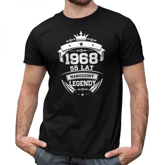 Koszulkowy, Męska Koszulka Na Prezent, 1968 Narodziny Legendy 55 Lat, kolor czarny, rozmiar XL Koszulkowy
