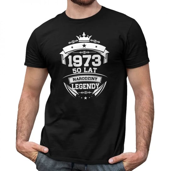 Koszulkowy, Męska Koszulka Na Prezent, 1973 Narodziny Legendy 50 Lat, kolor czarny, rozmiar XXL Koszulkowy