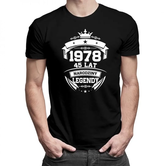 Koszulkowy, Męska Koszulka Na Prezent, 1978 Narodziny Legendy 45 Lat, kolor czarny, rozmiar XS Koszulkowy