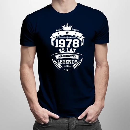 Koszulkowy, Męska Koszulka Na Prezent, 1978 Narodziny Legendy 45 Lat, kolor granatowy, rozmiar S Koszulkowy
