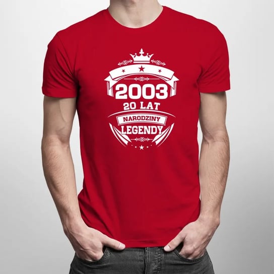 Koszulkowy, Męska Koszulka Na Prezent, 2003 Narodziny Legendy 20 Lat, kolor czerwony, rozmiar S Koszulkowy