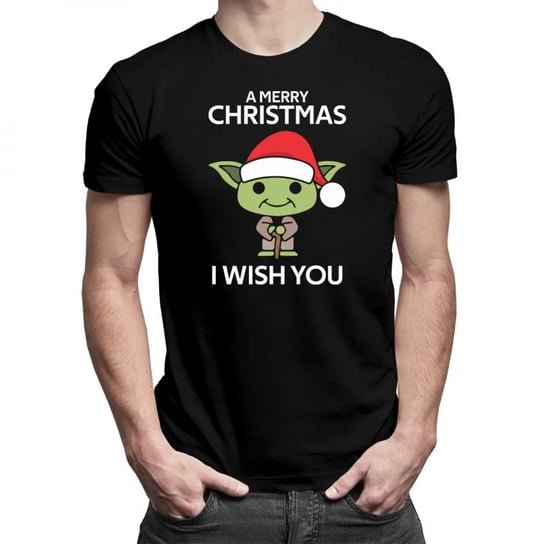 Koszulkowy, Męska koszulka na prezent, A merry christmas I wish you, kolor czarny, rozmiar XL Koszulkowy