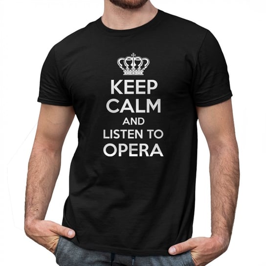 Koszulkowy, Męska koszulka na prezent, Keep calm and listen to opera, kolor czarny, rozmiar XXXL Koszulkowy