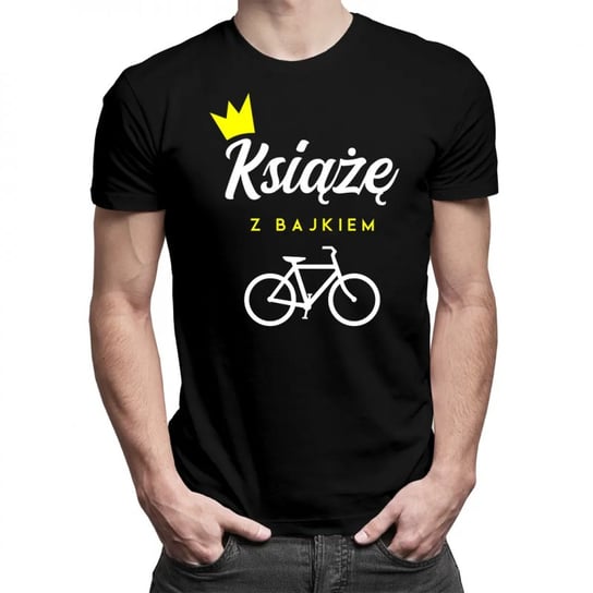 Koszulkowy, Męska koszulka na prezent, Książę z bajkiem dla rowerzysty, kolor czarny, rozmiar M Koszulkowy